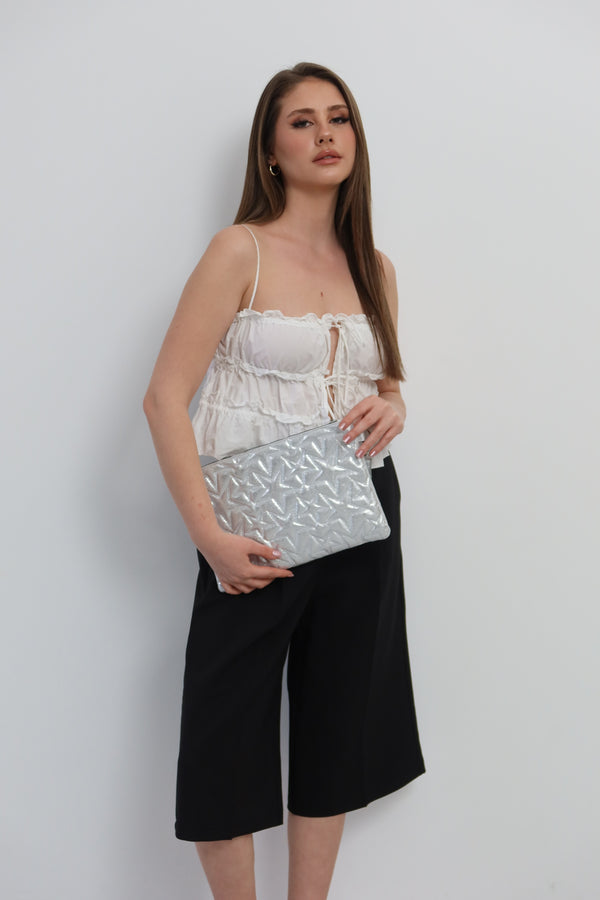 KADIN CLUTCH EL ÇANTASI MOCHA - GÜMÜŞ
