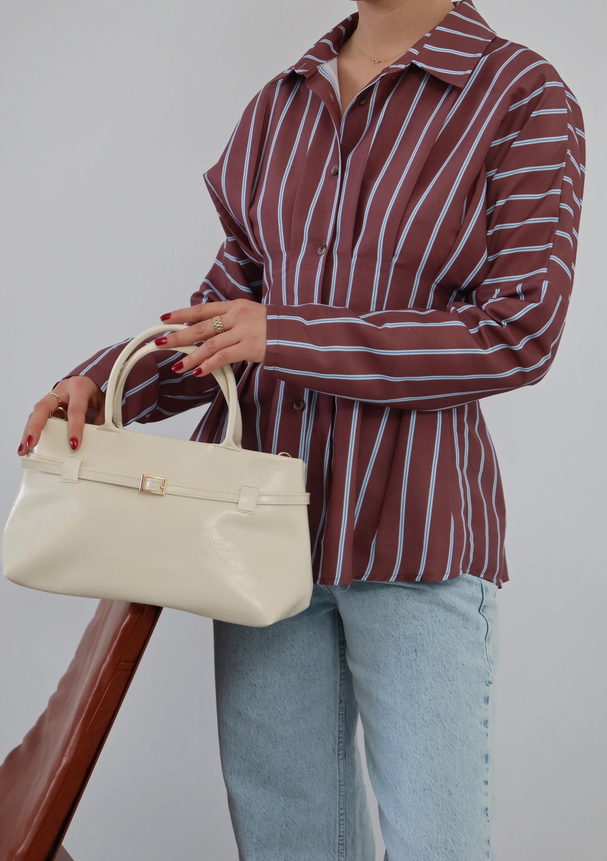 Kadın Suni Deri Omuz Çantası Marc - Krem