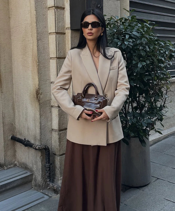 Kadın Kilit Detaylı Çapraz Askılı Çanta Moss - Kahve