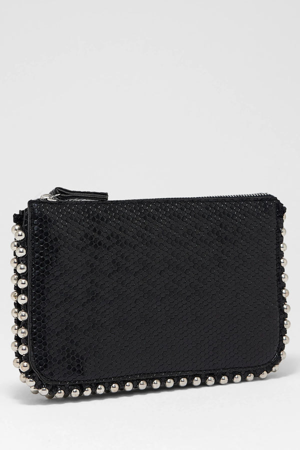 Kadın Zımbalı Çapraz Askılı Çanta Stap  - Micro Siyah