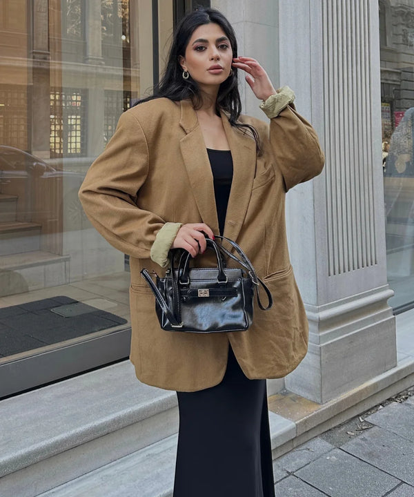 Kadın Kilit Detaylı Çapraz Askılı Çanta Moss - Siyah