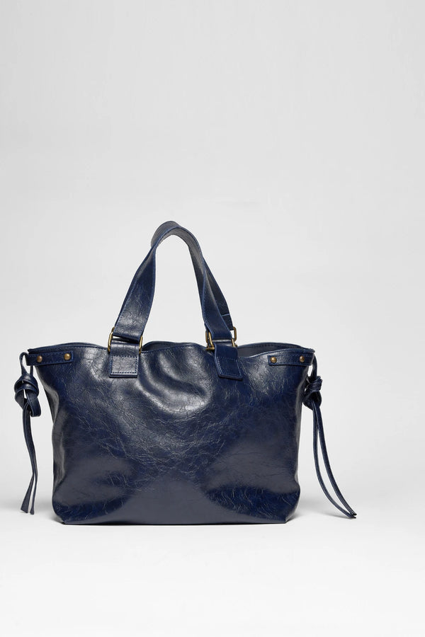 Kadın Deri Tote Omuz Çantası Big City - Lacivert
