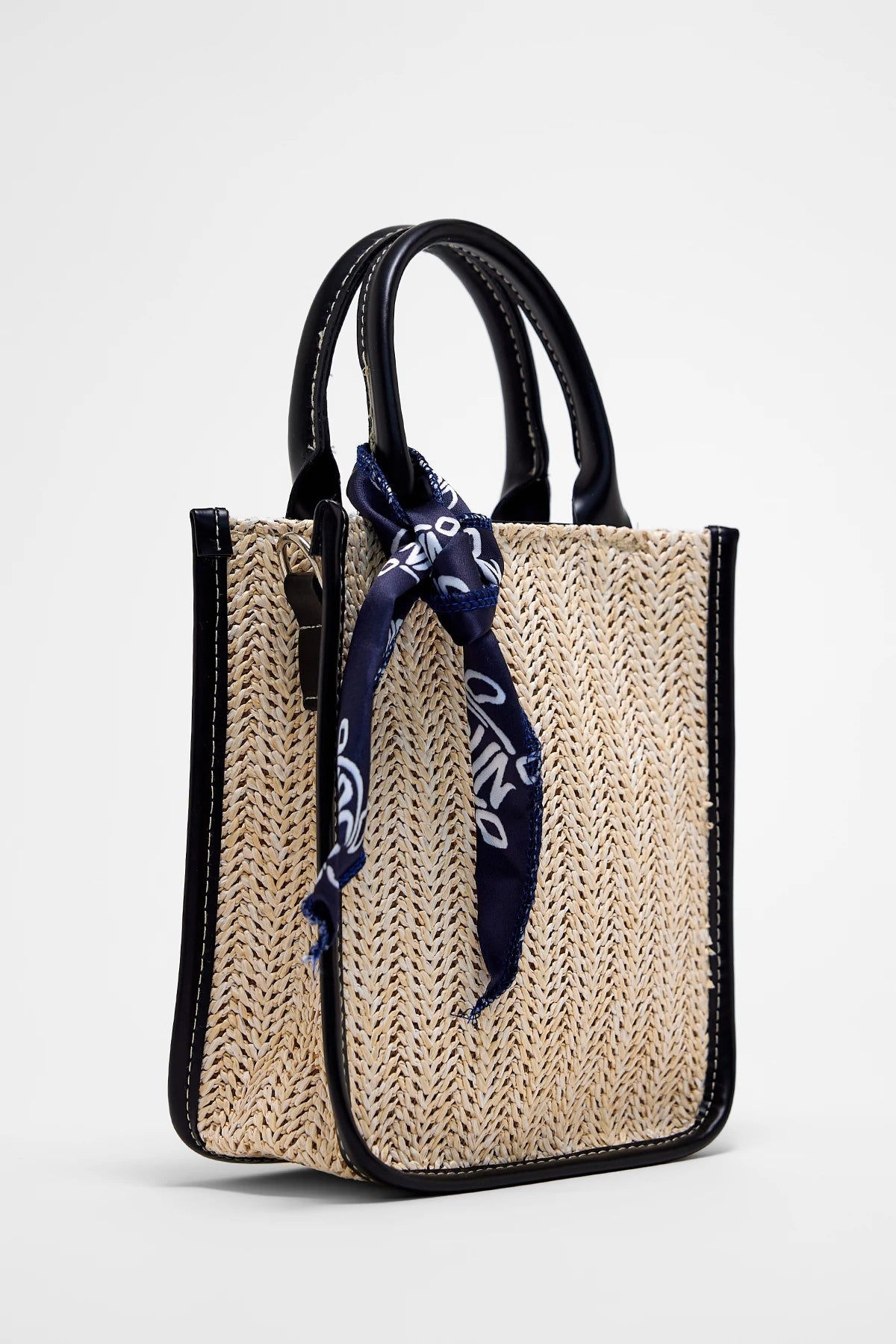 Kadın Fermuarlı Hasır Omuz Çantası Straw - Siyah