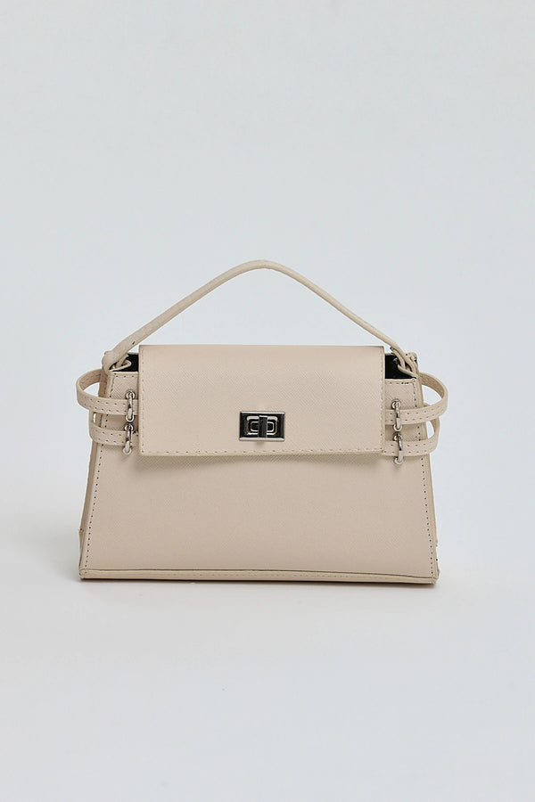 Kadın Çapraz Askı Mini Omuz Çantası Gery  - Krem