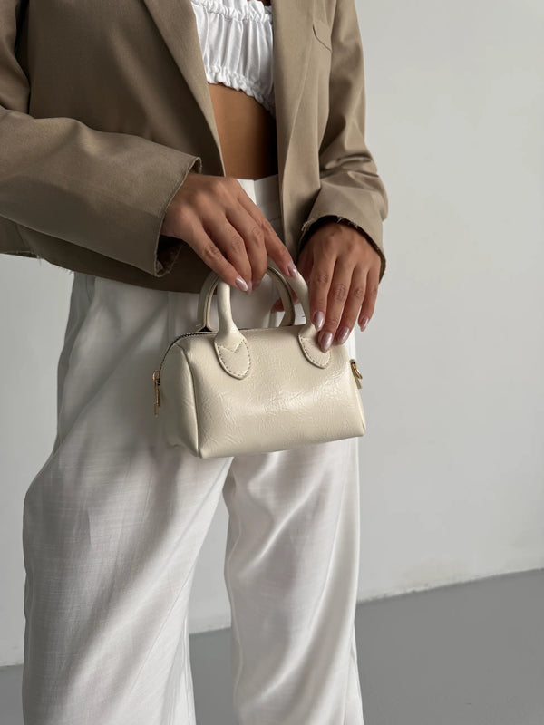 Kadın Fermuarlı Omuz Askılı Çapraz Çanta Victor - Krem