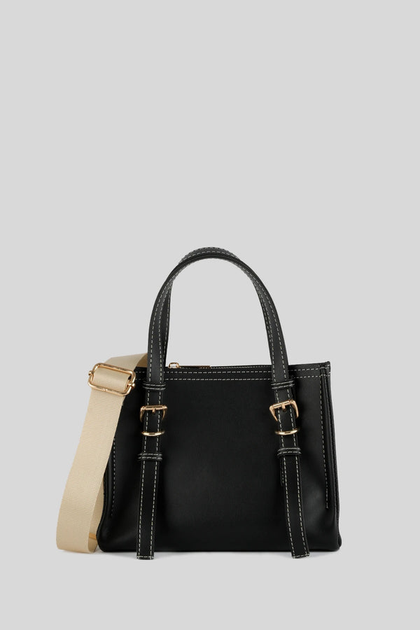 Kadın Dikiş Detaylı Tote Çanta Mini Samba - Siyah