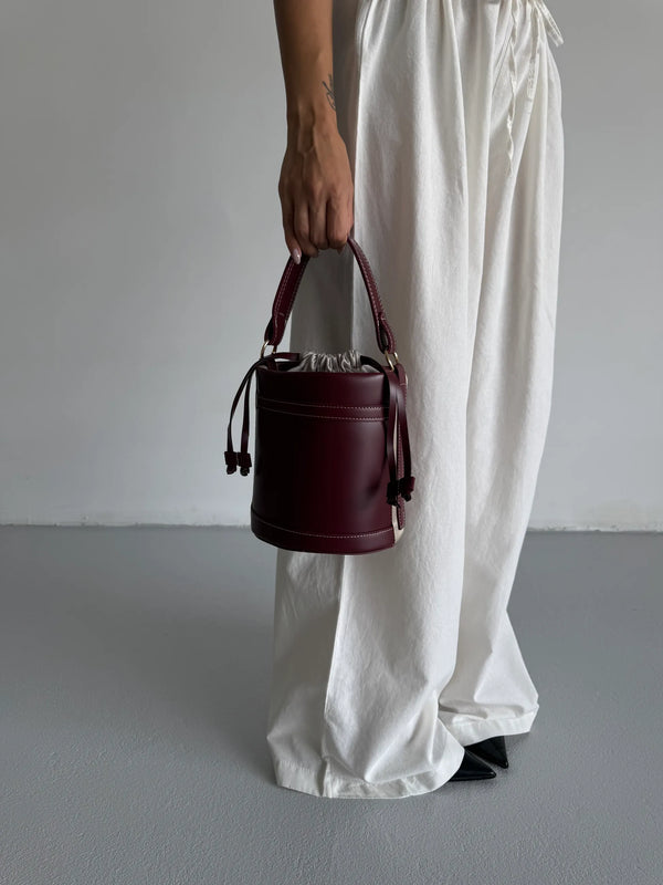 Kadın Büzgülü Çapraz Askılı Omuz Çantası Mason - Bordo