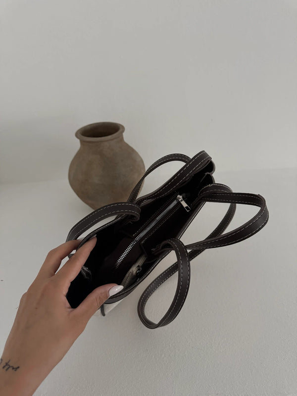 Kadın Çift Saplı Tote Çanta Pablo - Kahve Hasır