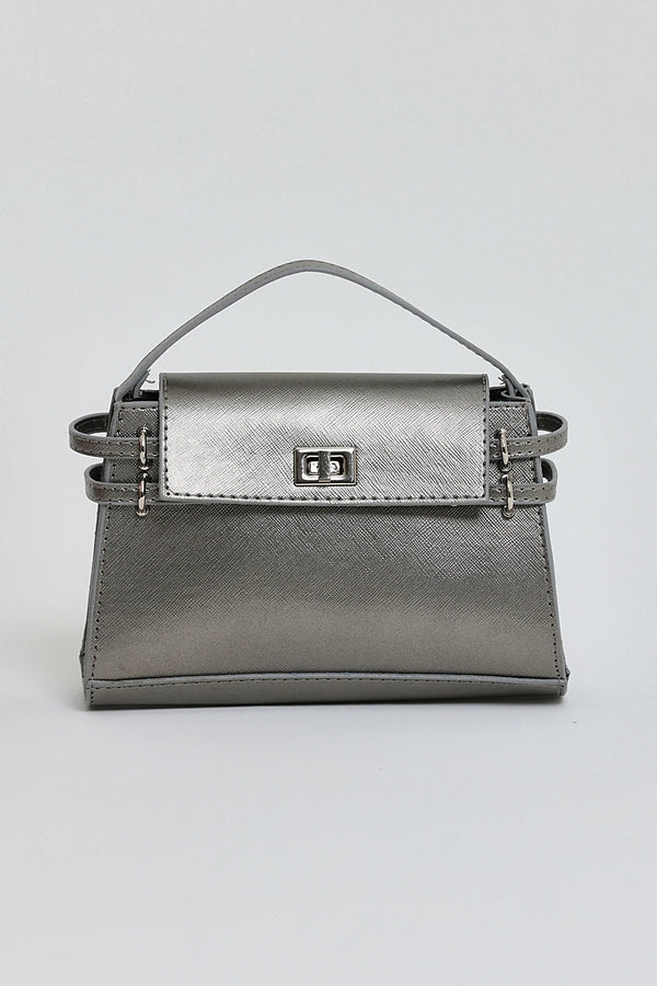 Kadın Çapraz Askı Mini Omuz Çantası Gery  - Gümüş