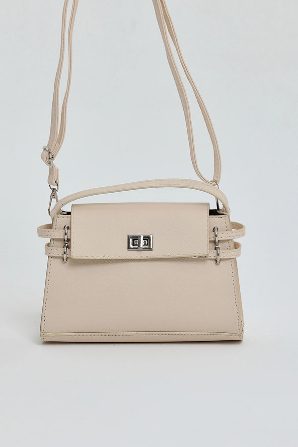 Kadın Çapraz Askı Mini Omuz Çantası Gery  - Krem