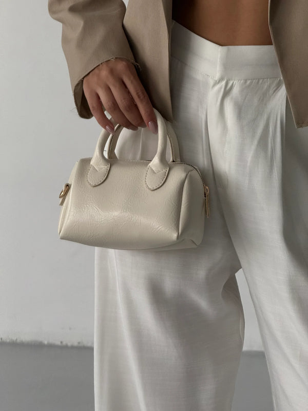 Kadın Fermuarlı Omuz Askılı Çapraz Çanta Victor - Krem