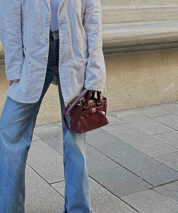 Kadın Kilit Detaylı Çapraz Askılı Çanta Moss - Bordo