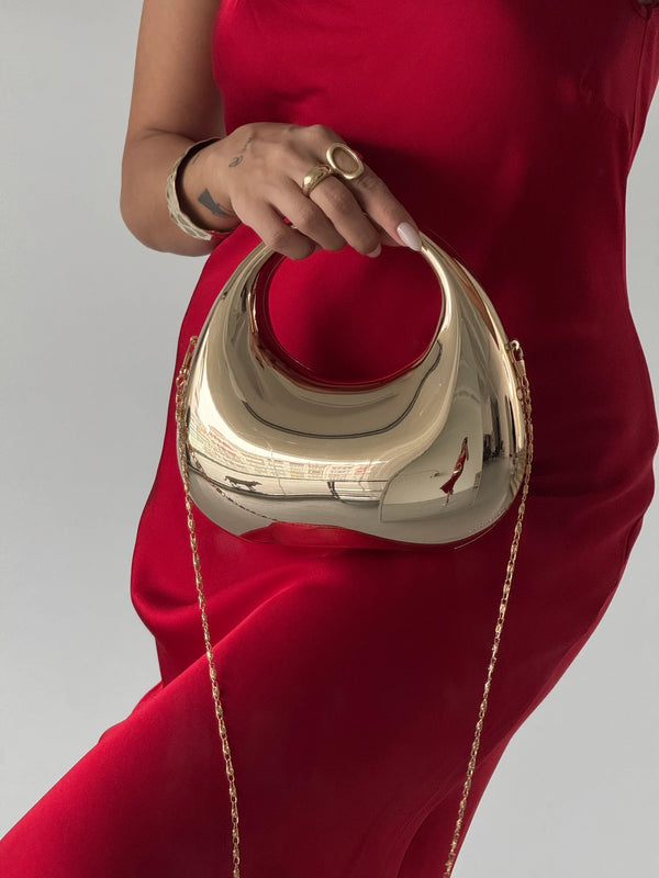 Kadın Zincirli El ve Omuz Çantası Mirror - Altın