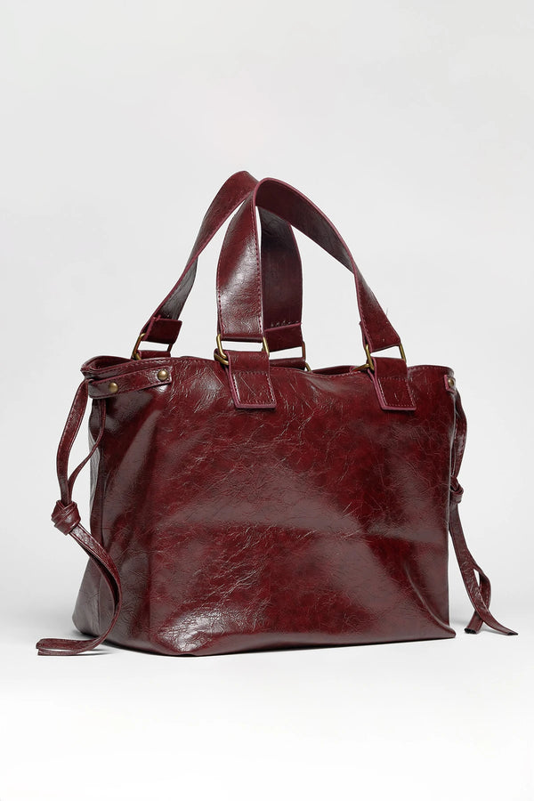 Kadın Deri Tote Omuz Çantası Big City - Bordo