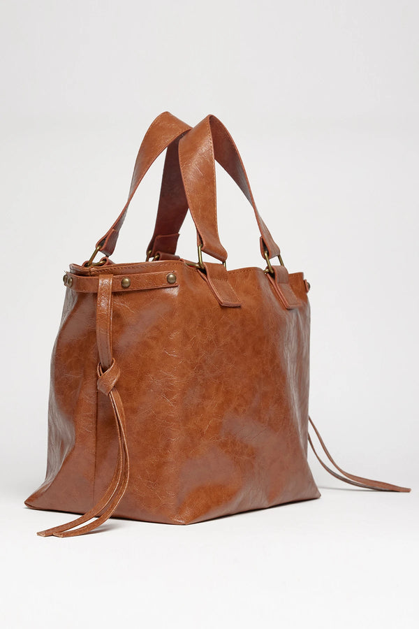 Kadın Deri Tote Omuz Çantası Big City - Taba