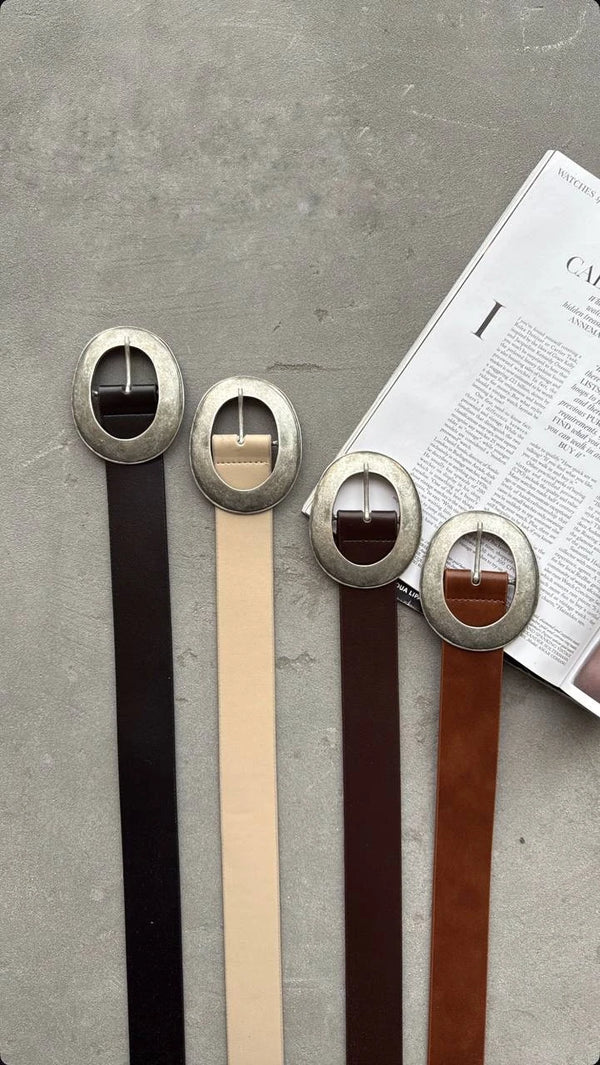 Kadın Oval Tokalı Suni Deri Kemer - Taba