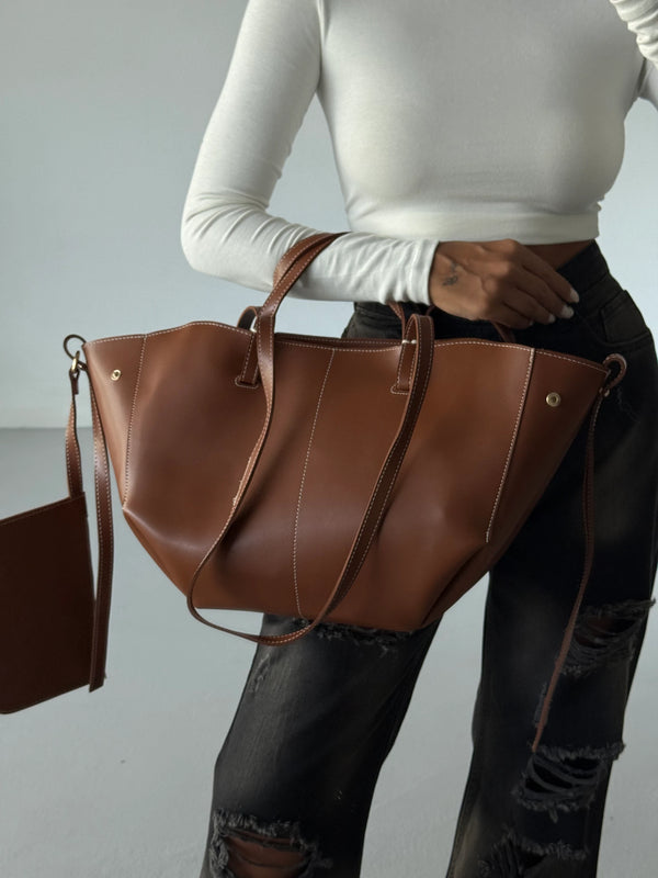 Kadın Fermuarlı Cüzdan Detaylı Omuz Çantas Big Dota - Taba