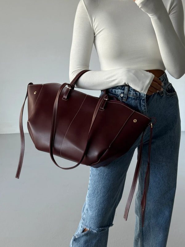 Kadın Fermuarlı Cüzdan Detaylı Omuz Çantas Big Dota - Bordo