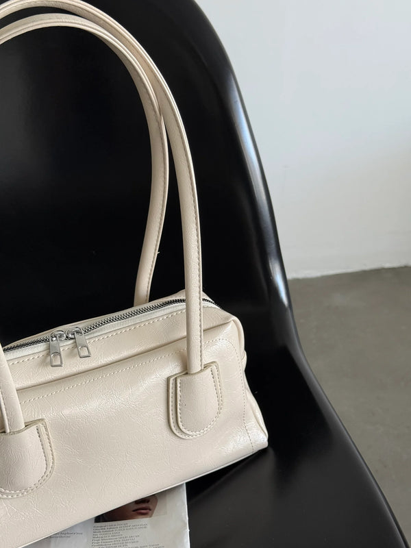 Kadın Fermuarlı Dikiş Detaylı Omuz Çantası Ower - Krem