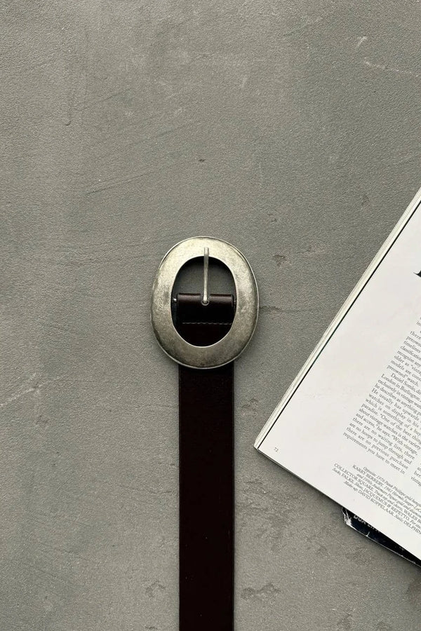 Kadın Oval Tokalı Suni Deri Kemer - Kahve