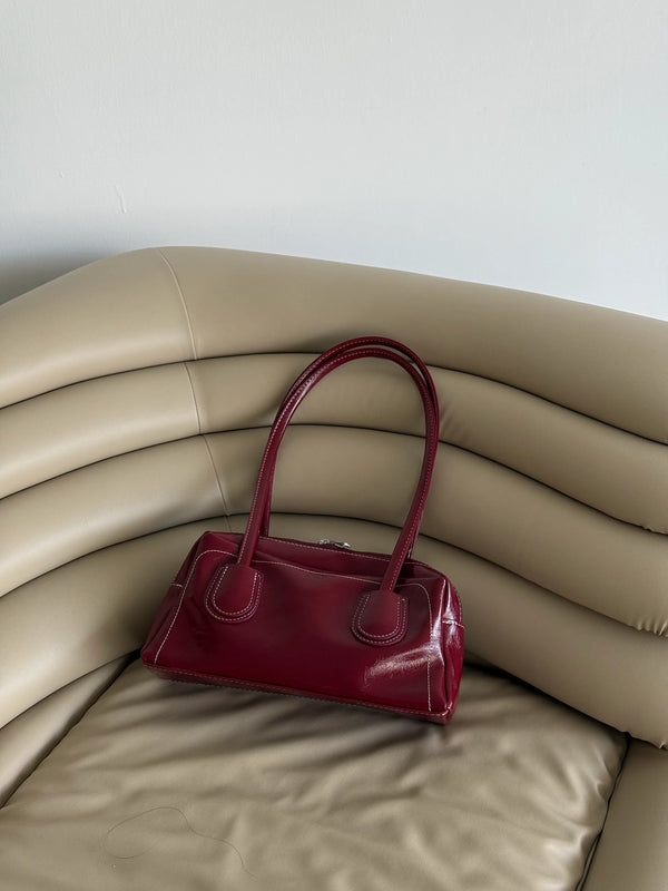 Kadın Fermuarlı Dikiş Detaylı Omuz Çantası Ower - Bordo