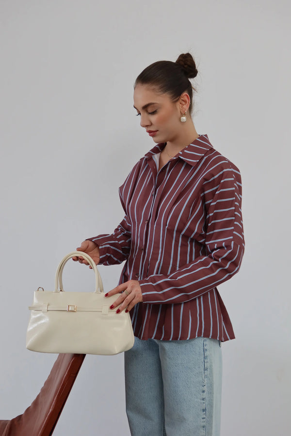 Kadın Suni Deri Omuz Çantası Marc - Krem