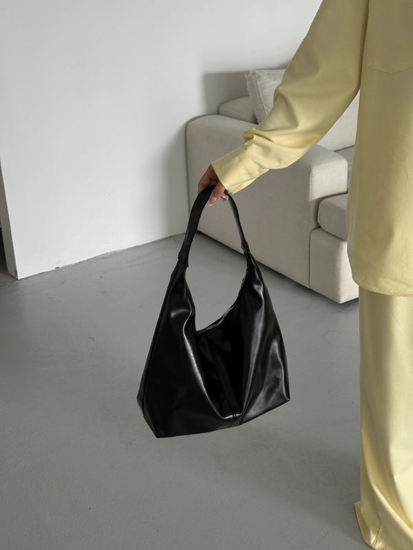 Kadın Salaş Fermuarlı Omuz Çantası Nora - Siyah