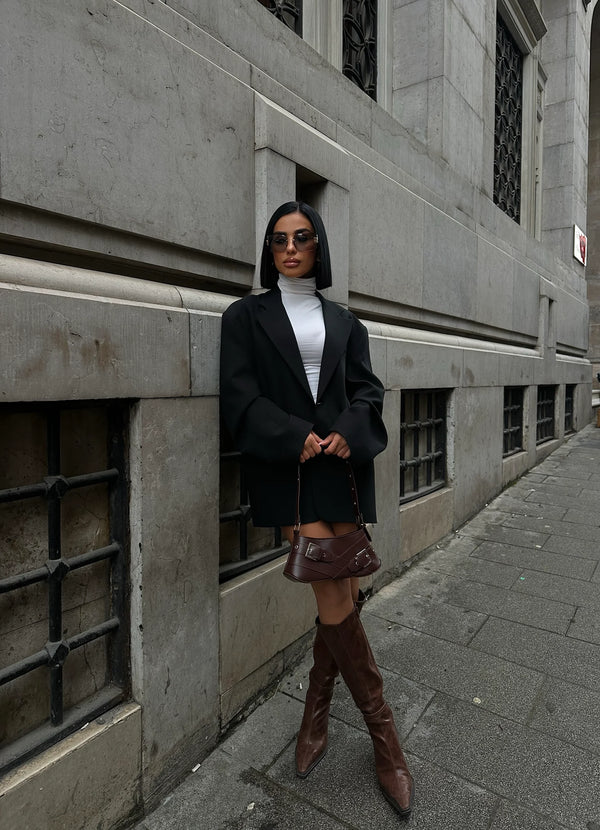 Kadın Kemer Detaylı Baget Omuz Çantası Glove - Kahve