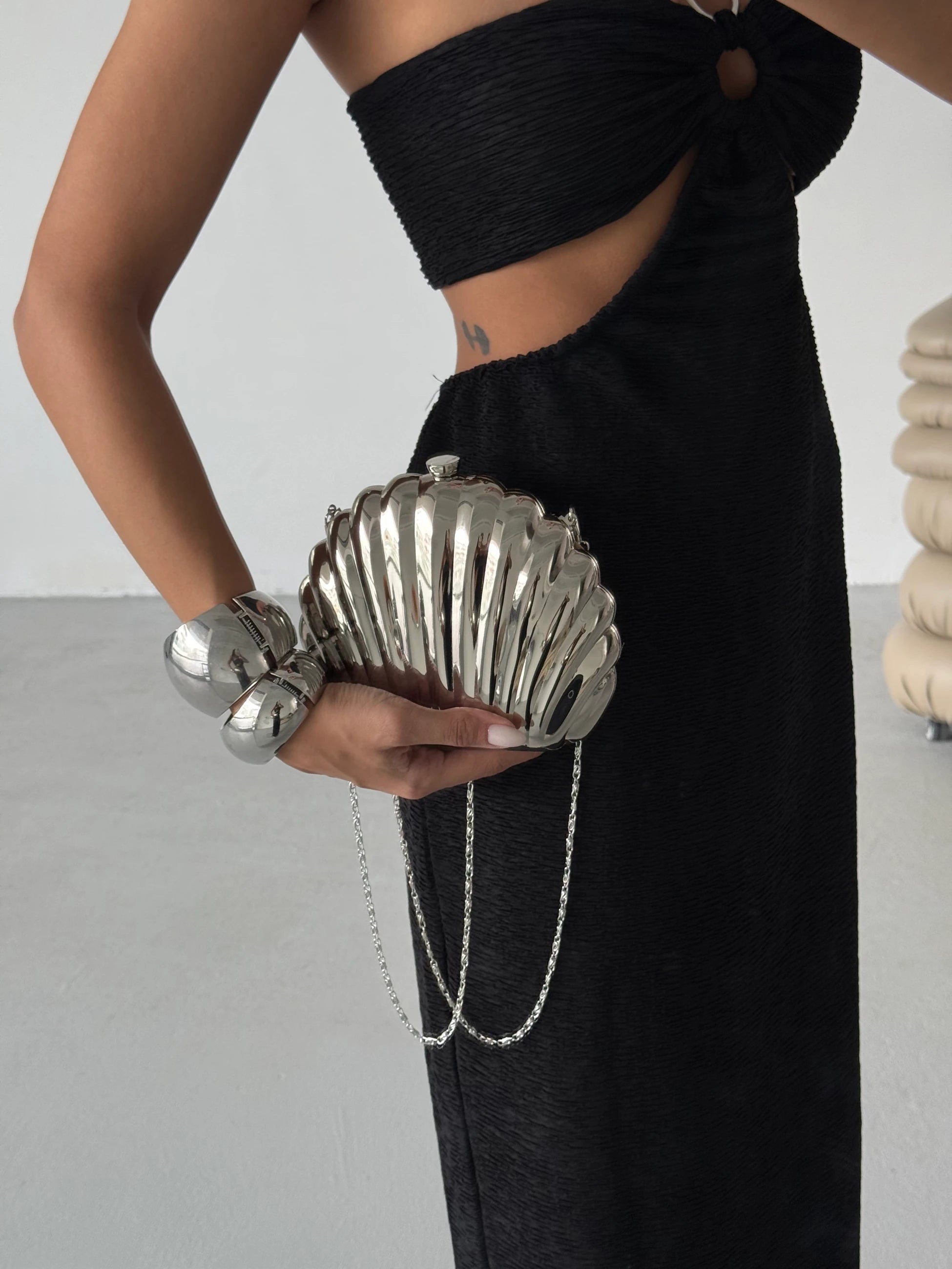 Kadın Zincirli Omuz Çantası Shell - Gümüş