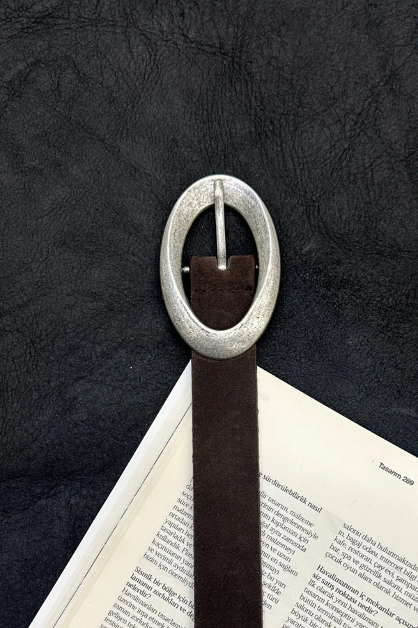 Geniş Napa Süet Kemer - Kahve