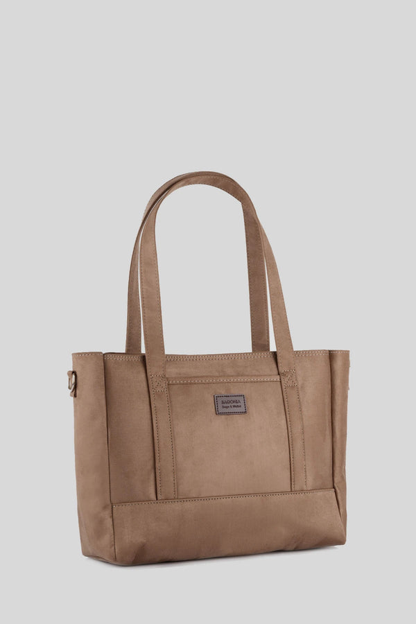 Kadın Fermuarlı Süet Omuz Çantası Sleve - Vizon