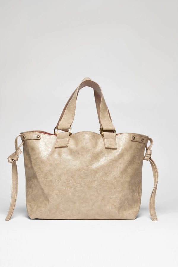 Kadın Deri Tote Omuz Çantası Big City - Krem