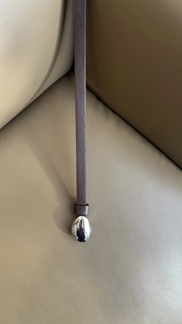 Kadın Gümüş Tokalı Kemer - Kahve