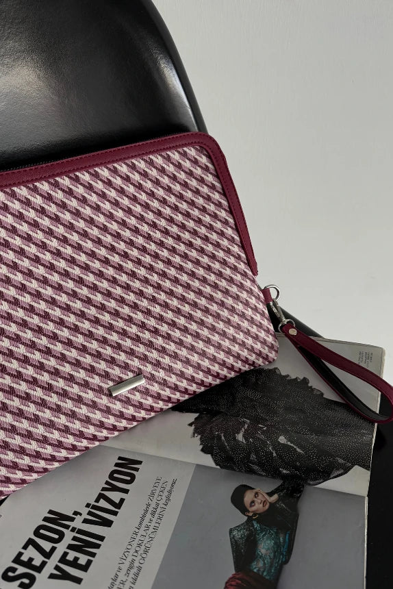 Monogram Desenli Dizüstü Bilgisayar Kılıfı Appy - Bordo