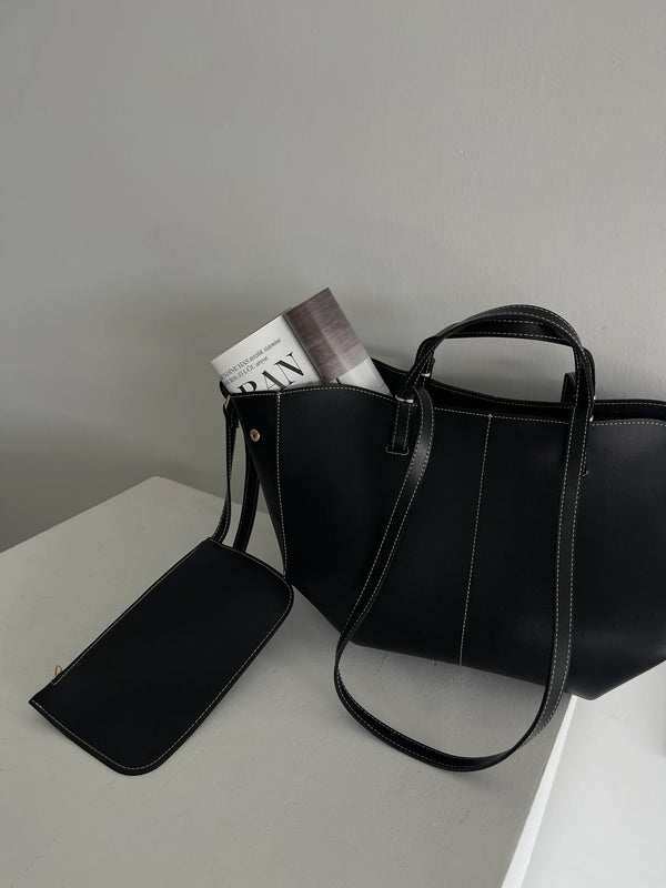 Kadın Fermuarlı Cüzdan Detaylı Omuz Çantas Big Dota - Siyah