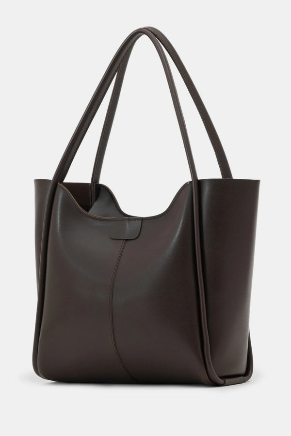 Kadın Fermuarlı Omuz Çantası Poloni - Kahve