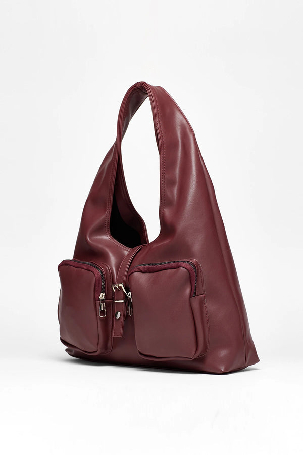 Kadın Cepli Omuz Çantası Mabel - Bordo