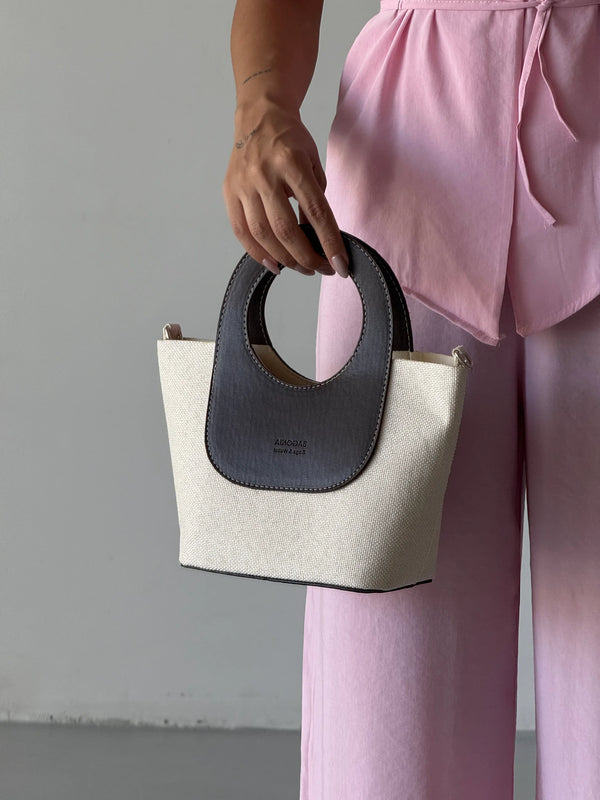 Kadın Yavru Detaylı Hasır Çapraz Çanta Arlo - Kahve