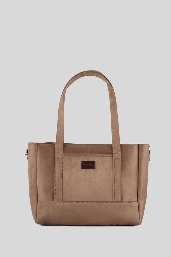 Kadın Fermuarlı Süet Omuz Çantası Sleve - Vizon