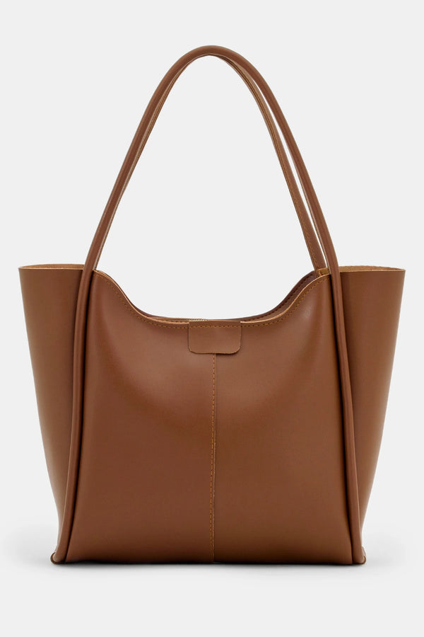 Kadın Fermuarlı Omuz Çantası Poloni - Taba