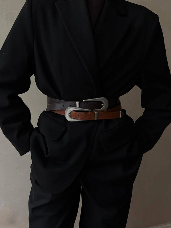 Kadın Oval Tokalı İşlemeli Kemer - Kahve