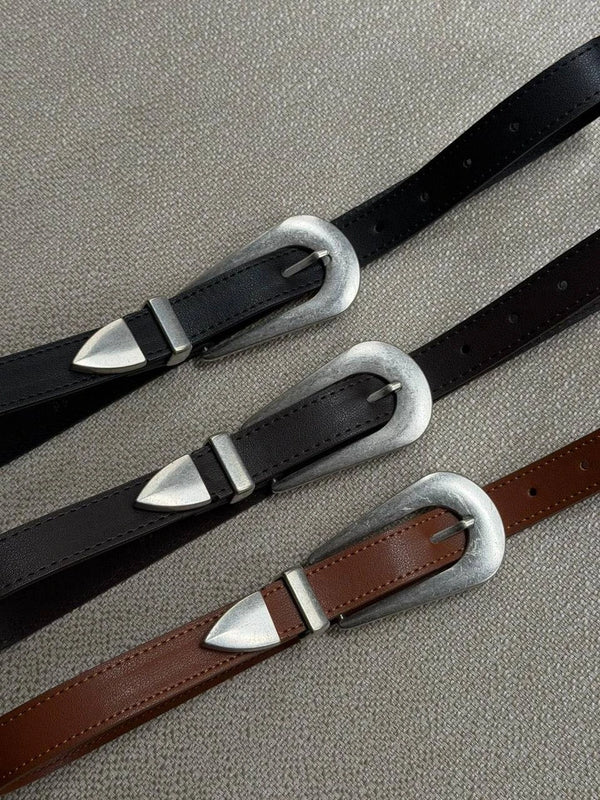 Kadın Oval Tokalı İşlemeli Kemer - Kahve