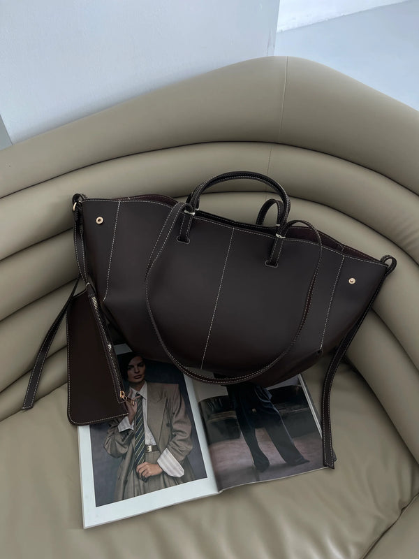 Kadın Fermuarlı Cüzdan Detaylı Omuz Çantas Big Dota - Kahve