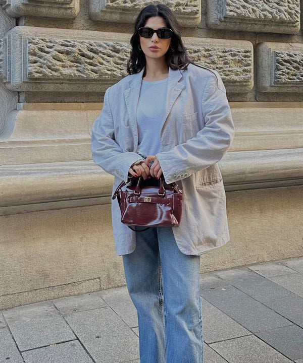 Kadın Kilit Detaylı Çapraz Askılı Çanta Moss - Bordo