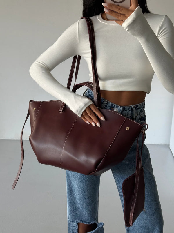 Kadın Fermuarlı Cüzdan Detaylı Omuz Çantas Big Dota - Bordo