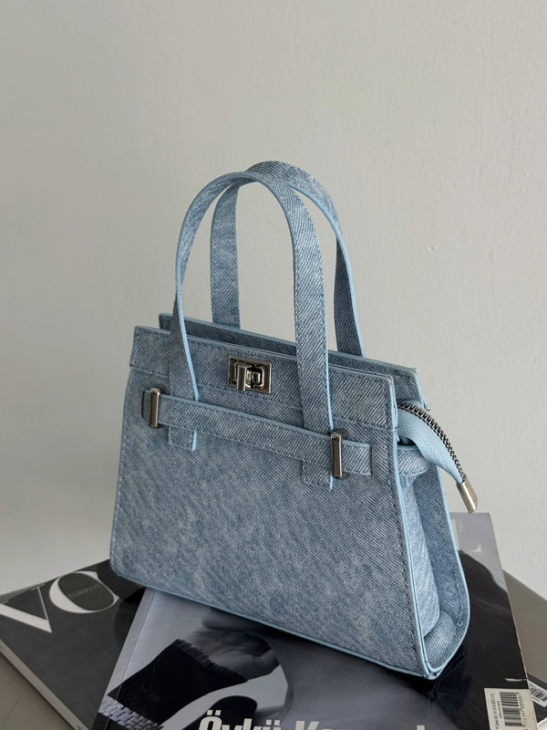 Kadın Fermuarlı Çapraz Askılı Omuz Çantası Grok - Kot