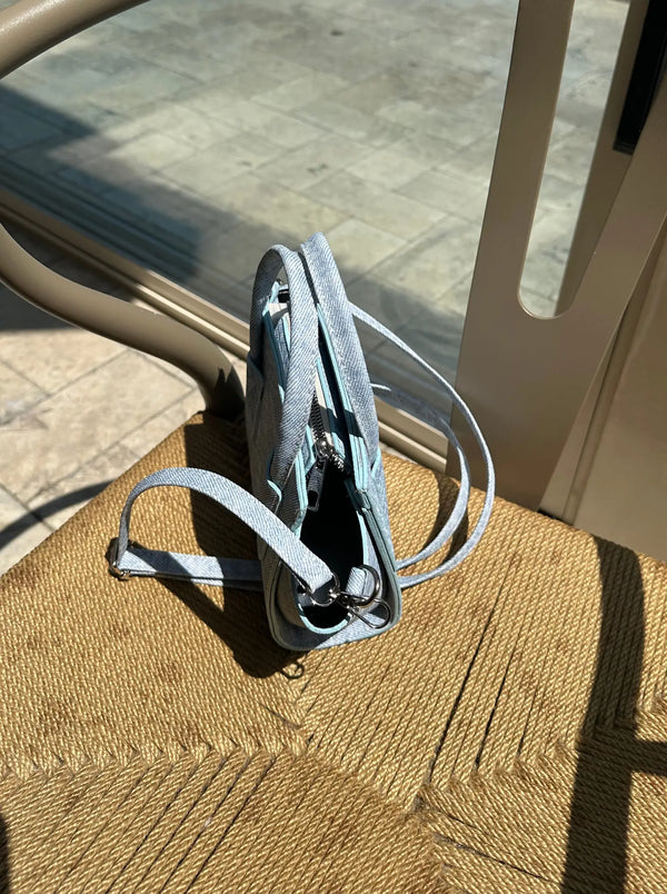 Kadın Fermuarlı Çapraz Askılı Omuz Çantası Eleni - Kot