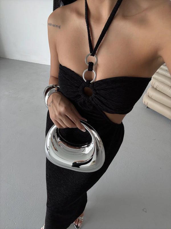 Kadın Zincirli El ve Omuz Çantası Mirror - Gümüş