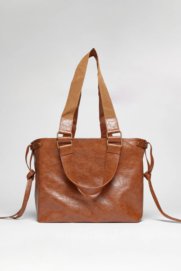 Kadın Deri Tote Omuz Çantası Big City - Taba