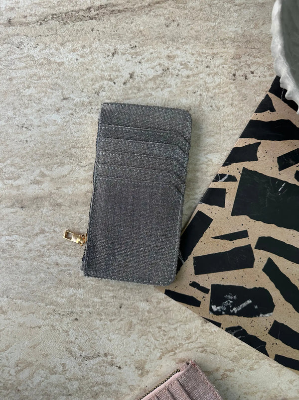 Kadın Fermuarlı Parıltılı Kartlık Glare - Black Gümüş